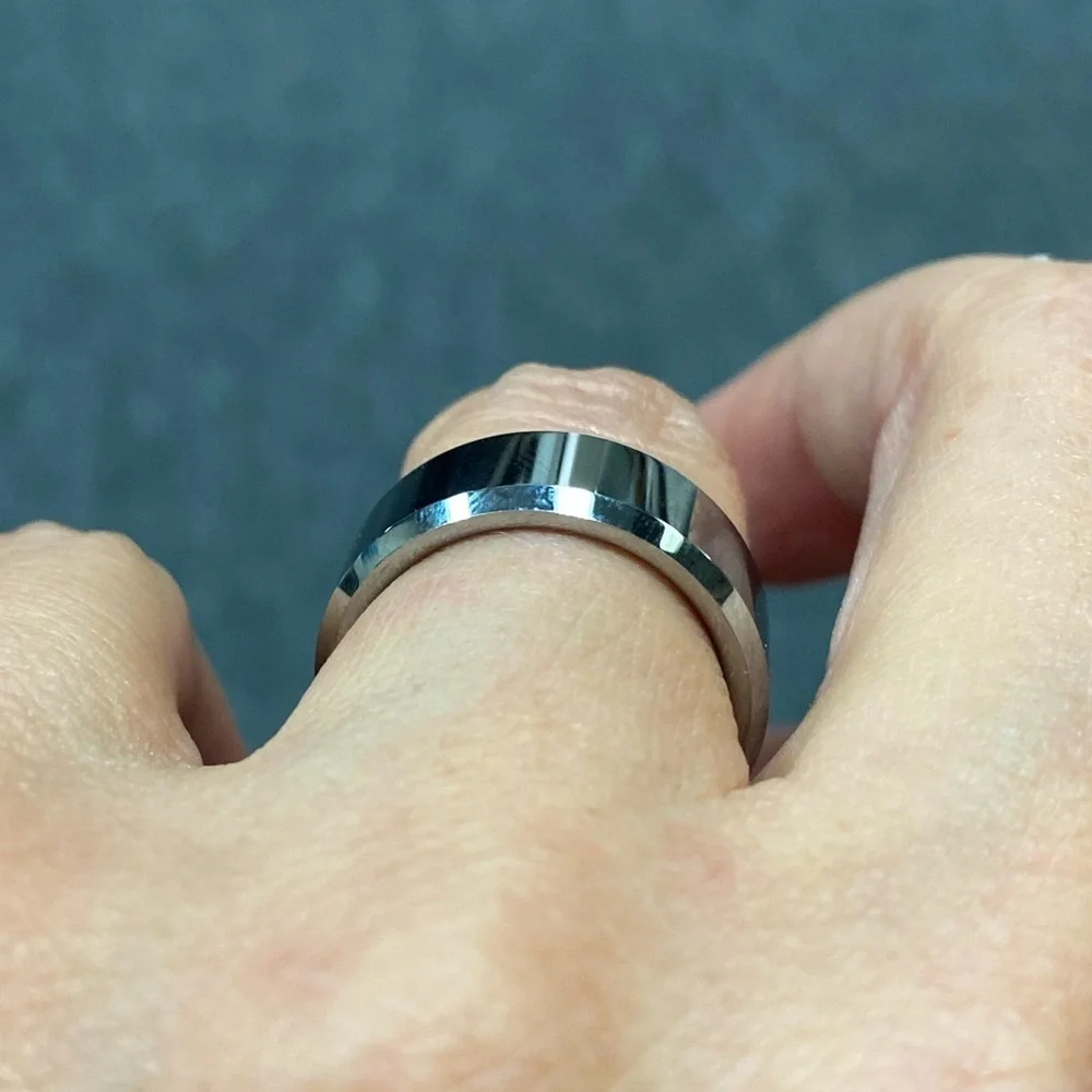 Tungsten Wedding Band Beveled Edges Comfort fit
